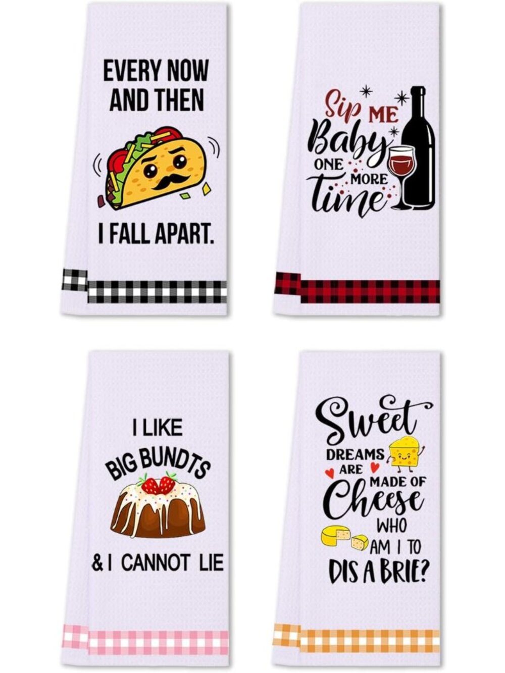 Funny Kitchen Towels, Cute Dish Towels, Housewarming Gifts for Women, Set of 4